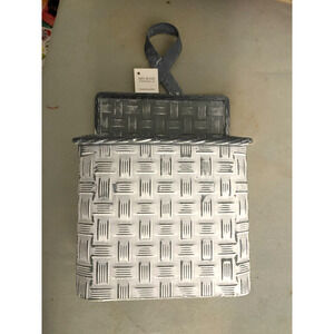 Wall Pocket Basket Weave Whitewashed Metal Patina 7"x12"x4" retail 28